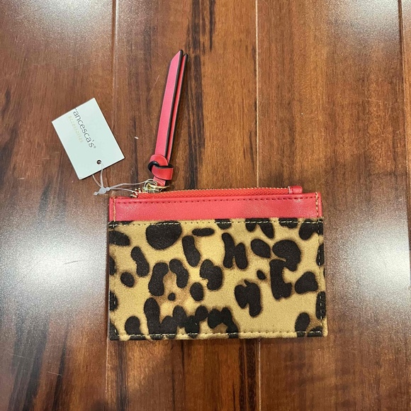 Francesca's Collections Handbags - New NWT‎ Francesca's Red Leopard Print Mini Zip Pouch Wallet Wrist Strap Bag